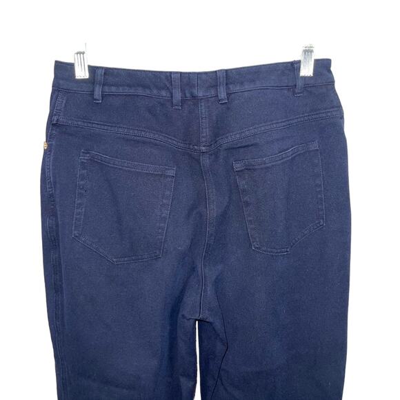 ST. JOHN SPORT Vintage Pants High Waist Navy Blue w/ Gold Straight Leg 6 - Picture 5 of 8